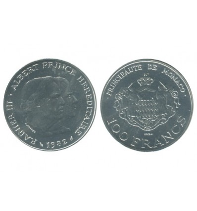 100 Francs Rainier III et Albert Monaco Argent