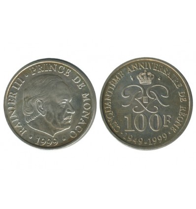 100 Francs Rainier III 50 Ans de Regne Monaco Argent