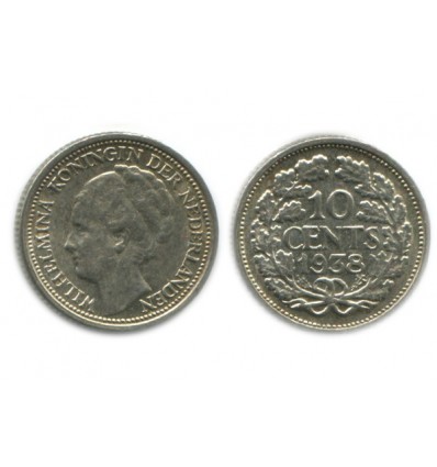 10 Cents Wilhemine Tête à¢gée Pays - Bas Argent