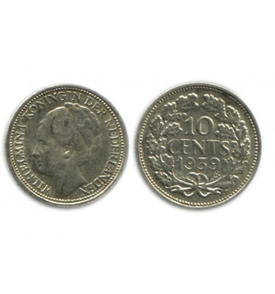 10 Cents Wilhemine Tête à¢gée Pays - Bas Argent