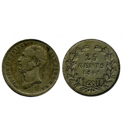 25 Cents Guillaume II Pays - Bas Argent