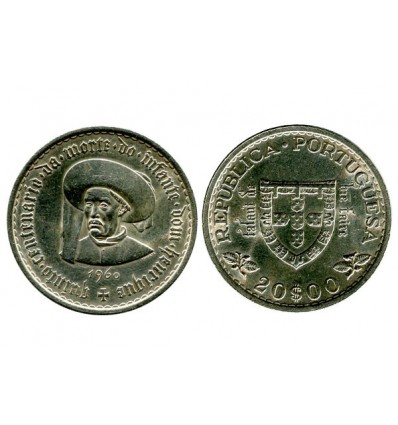 20 Escudos Portugal Argent