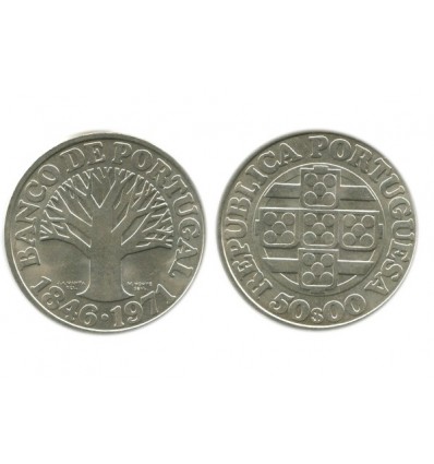 Pièce en argent 650‰ qui commémore les 125 ans de la banque du portugal.