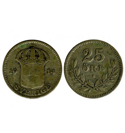 25 Ore Gustave V Suède Argent