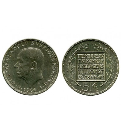 5 Couronnes Gustave VI Suède Argent
